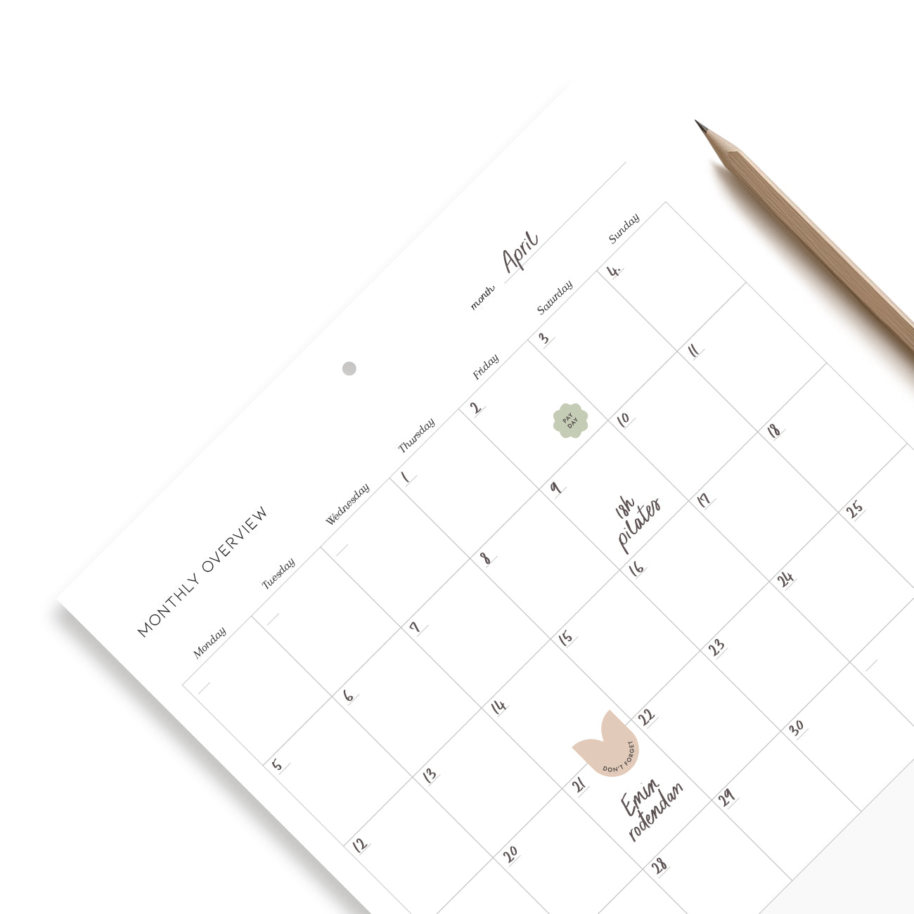 Mesečni Planer, Evergreen